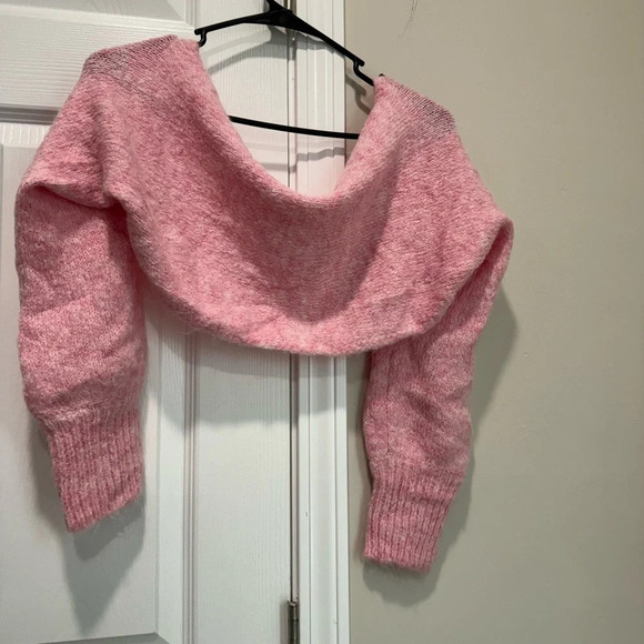 NWOT FREE PEOPLE Prima Donna knit Bolero one size pink long sleeve shrug - Picture 9 of 10